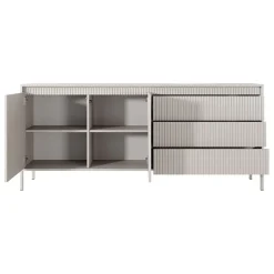 Madia 187x82h cm 2 ante 3 cassetti beige cannettato Ciar