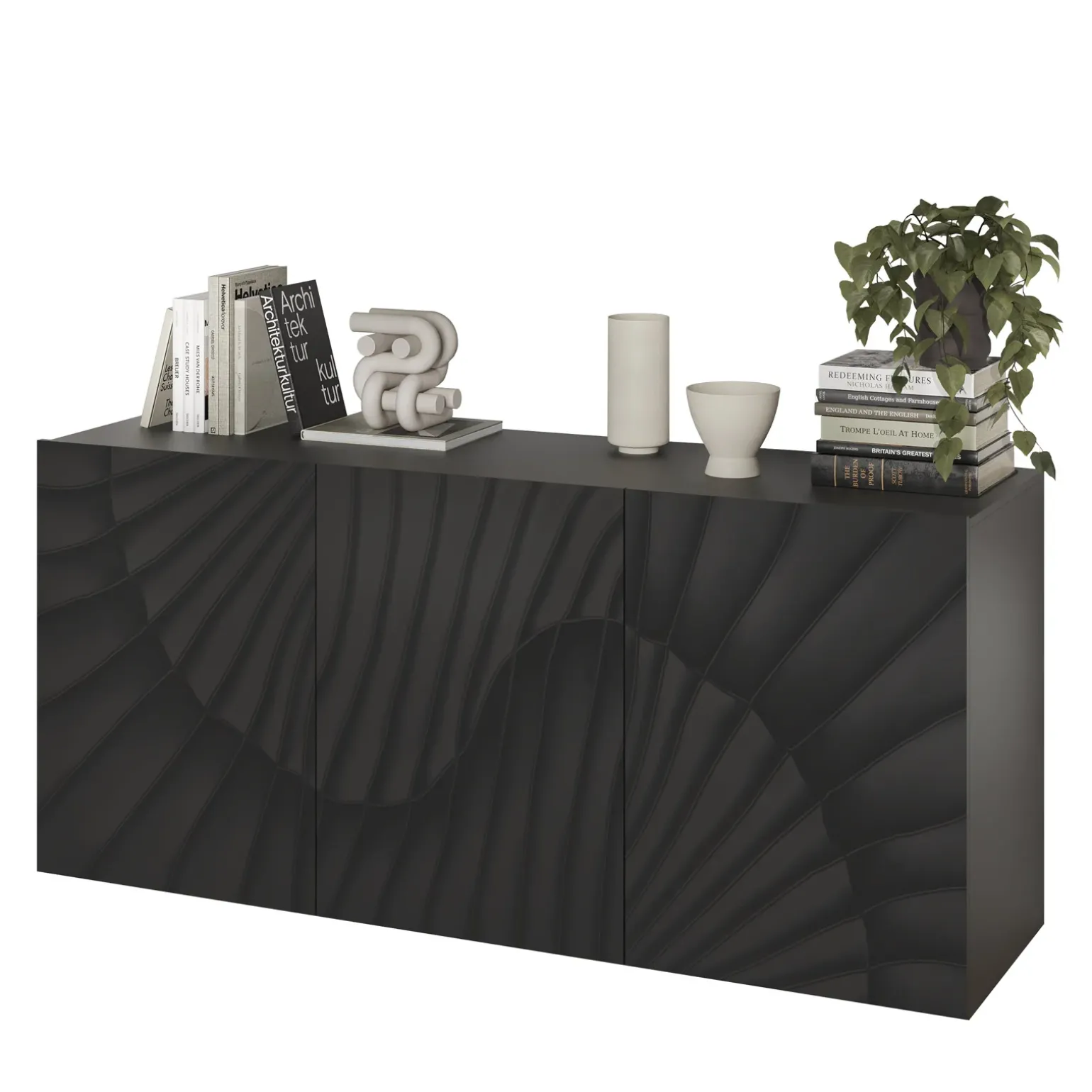 Madia 181x95h cm 3 ante antracite frontali serigrafati Seira