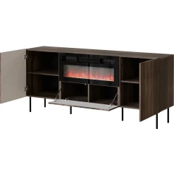 Madia 181x81h cm 3 ante  con caminetto noce cannettato Gabiot