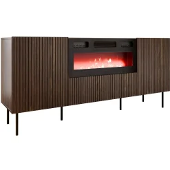 Madia 181x81h cm 3 ante  con caminetto noce cannettato Gabiot