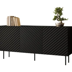 Madia 166x80h cm 3 ante con frontali decorati nero Daniele