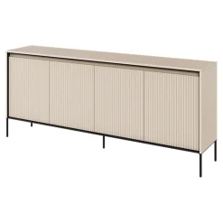 Madia 193x83h cm 4 ante con led cannettato beige nero Camelia