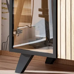 Madia 160x82h cm 4 ante con stampa nera soggiorno noce Mendes