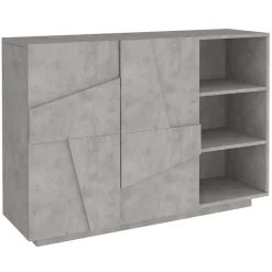 Madia 120x86h cm 2 ante e vani a giorno moderna grigio cemento Zenzero