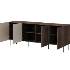 Madia 201x81h cm 4 ante moderna noce cannettato Gabiot