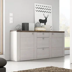 Madia 176x85h cm 2 ante moderna bianco frassinato rovere  Paloma 2