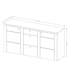 Madia 176x85h cm 2 ante moderna bianco frassinato rovere  Paloma 2