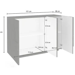 Madia 120x86h cm 3 ante moderna decorate ossido Zenzero