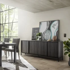 Madia 206x86h cm 4 ante moderna nero frassinato Absolut