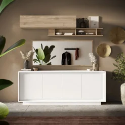 Madia 207x80h cm 4 ante moderna bianco opaco Deluxe