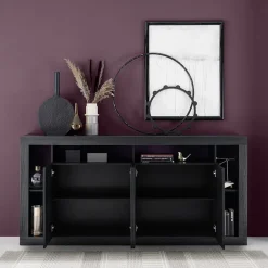 Madia 210x102h cm 4 ante moderna soggiorno nero frassinato Trilogy
