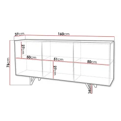 Madia 160x76h cm 3 ante moderna bianco lucido Kalmar