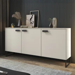 Madia 184x87h cm 3 ante moderna beige cashmere nero Casmira