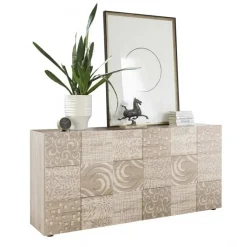Madia 181x84h cm 3 ante moderna  rovere samoa con serigrafia Paradise