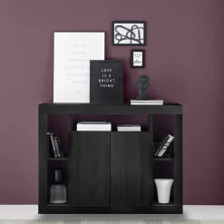 Madia 134x102h cm 2 ante moderna nero frassinato Trilogy