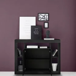 Madia 134x102h cm 2 ante moderna nero frassinato Trilogy