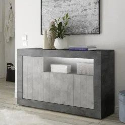 Madia 138x86h cm 3 ante moderna ossido cemento Florena
