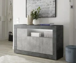Madia 138x86h cm 3 ante moderna ossido cemento Florena