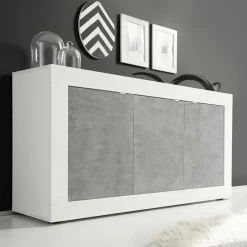 Madia 160x86h cm 3 ante moderna bianco lucido cemento Eternity
