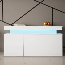 Madia 160x83h cm 3 ante moderna  con led bianco Lumus