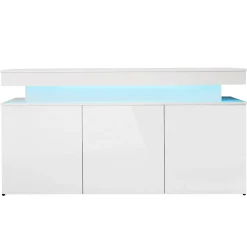 Madia 160x83h cm 3 ante moderna  con led bianco Lumus