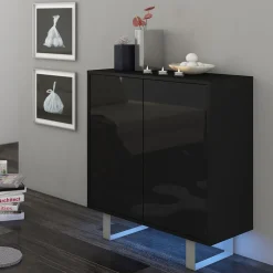 Madia 80x90h cm 2 ante moderna nero opaco e lucido Kelli Gihome®