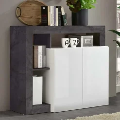 Madia 108x93h cm 2 ante moderna bianco lucido ossido Invictus