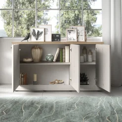 Madia 164x88h cm 3 ante rovere bianco frassinato Armonia