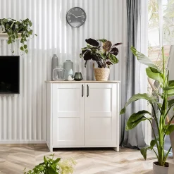 Madia 102x99h cm 2 ante scandinava bianco frassinato rovere Lars