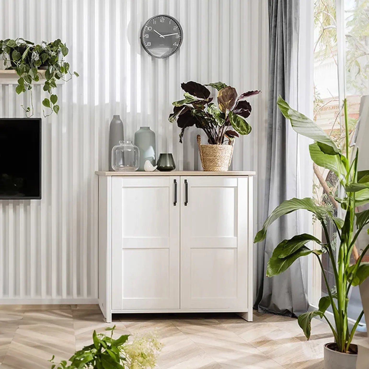 Madia 102x99h cm 2 ante scandinava bianco frassinato rovere Lars