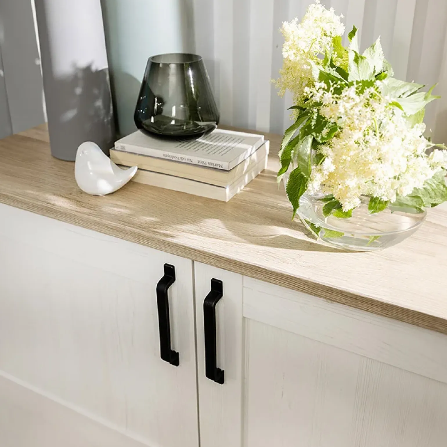 Madia 102x99h cm 2 ante scandinava bianco frassinato rovere Lars