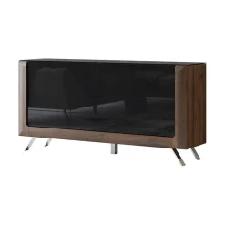 Madia 160x81h cm 2 ante soggiorno noce nero lucido Jumbo