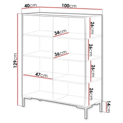 Madia 100x129h cm 2 ante soggiorno rovere nero Duble