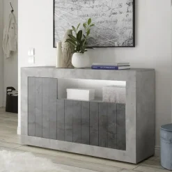 Madia 138x86h cm  3 ante soggiorno cemento ossido Florena