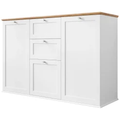 Madia 137x91h cm 2 cassetti 3 ante moderna bianco rovere Relaxio