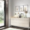 Madia 153x82h cm 6 cassetti beige cannettato rovere Fioca