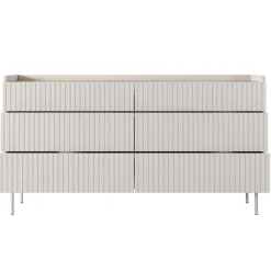 Madia 153x82h cm 6 cassetti beige cannettato rovere Fioca