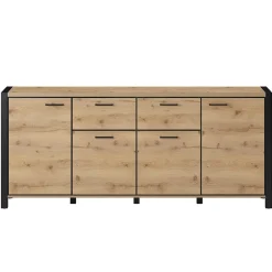 Madia 213x91h cm design industrial quercia nero opaco Neive