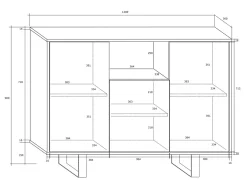Madia 120x90h cm moderna bianco opaco nero lucido Kelli Gihome®