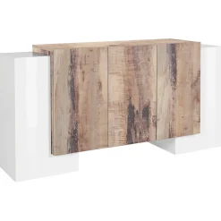 Madia 170x85h cm moderna bianco lucido rovere chiaro Akoya