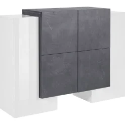 Madia 130x85h cm moderna bianco lucido ossido Akoya