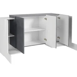 Madia 170x85h cm moderna bianco lucido ossido Akoya