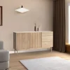 Madia 159x84h cm moderna design cannettato rovere Colby