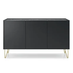 Madia 144x83h cm moderna sogggiorno nero effetto marmo Sirena