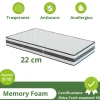 Materasso singolo 90x200cm memory antiacaro H. 22cm Memory Deluxe