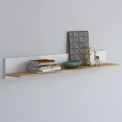 Mensola da parete 215x18h cm soggiorno bianco frassinato rovere Islen