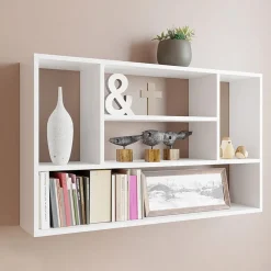 Mensola 100x60h cm pensile a muro design moderno bianco Leira