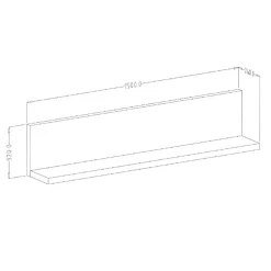 Mensola 150x32h cm per parete attrezzata antracite Megan Gihome®