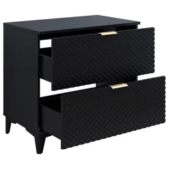 Mobile bagno a terra 81cm 2 cassetti nero frontali decorati Konny