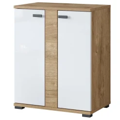 Mobile bagno a terra 61cm 2 ante bianco lucido rovere Crystal